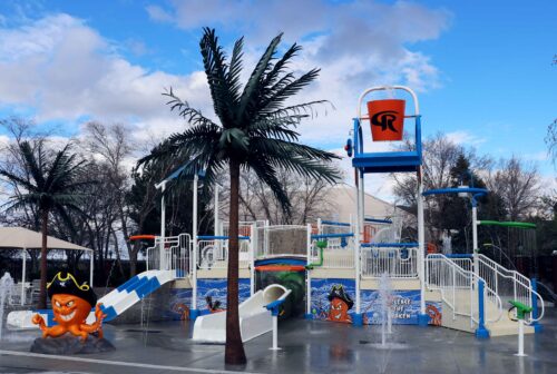 This one-of-a-kind splash pad has waterguns, sprays, three slides and a 300-gallon tipping bucket.